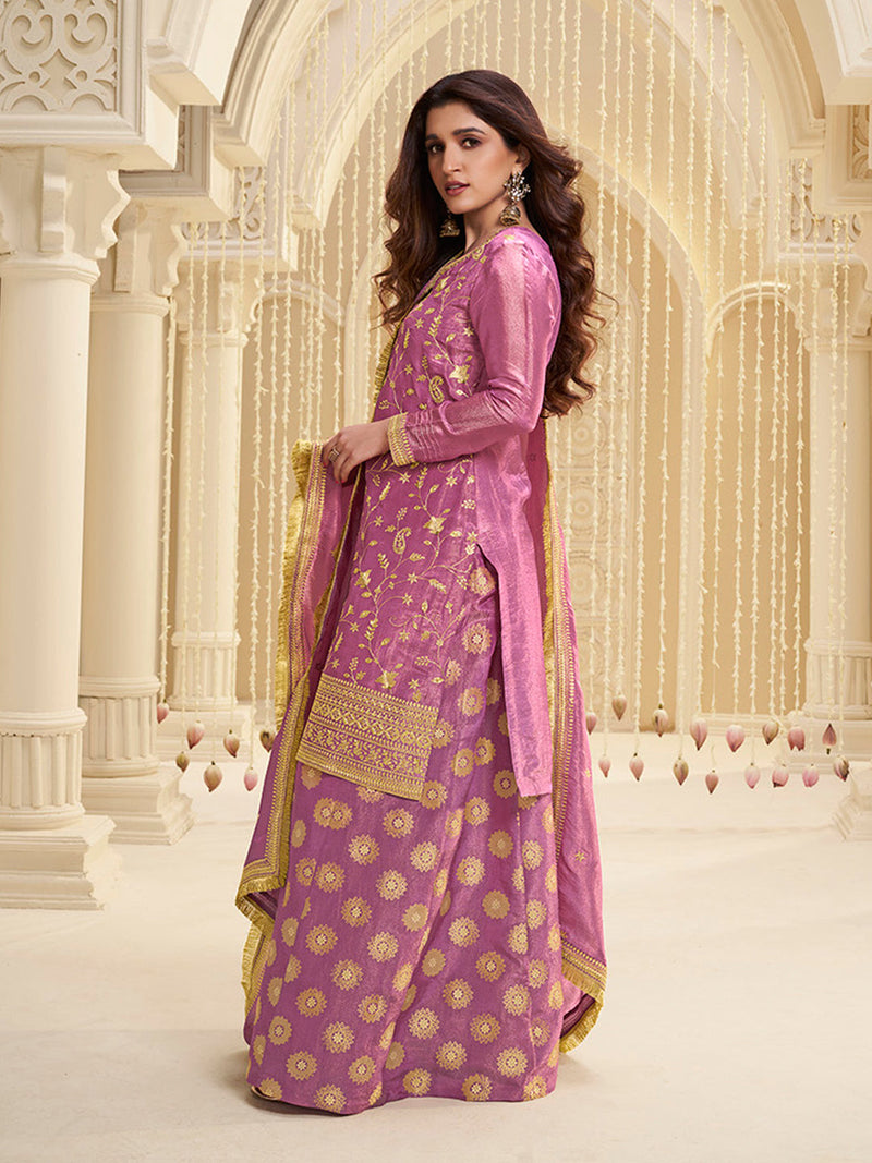 Indian ethnic sharara set with sequin dupatta and embroidery