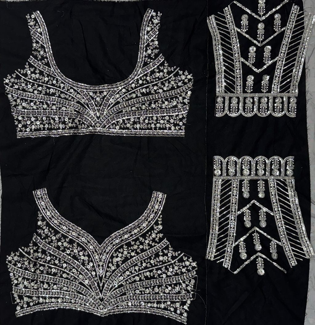 Black Pure Soft Net Heavy Embroidery Work Bridal Lehenga
