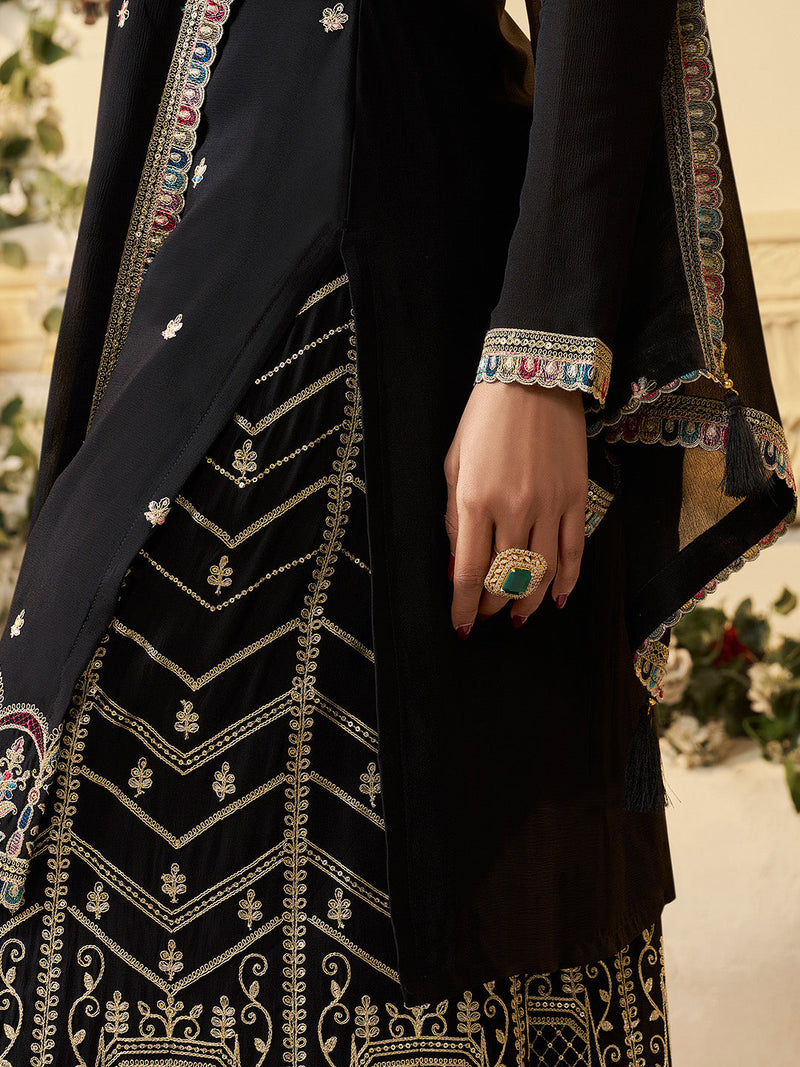 Indian wedding wear black sharara outfit

