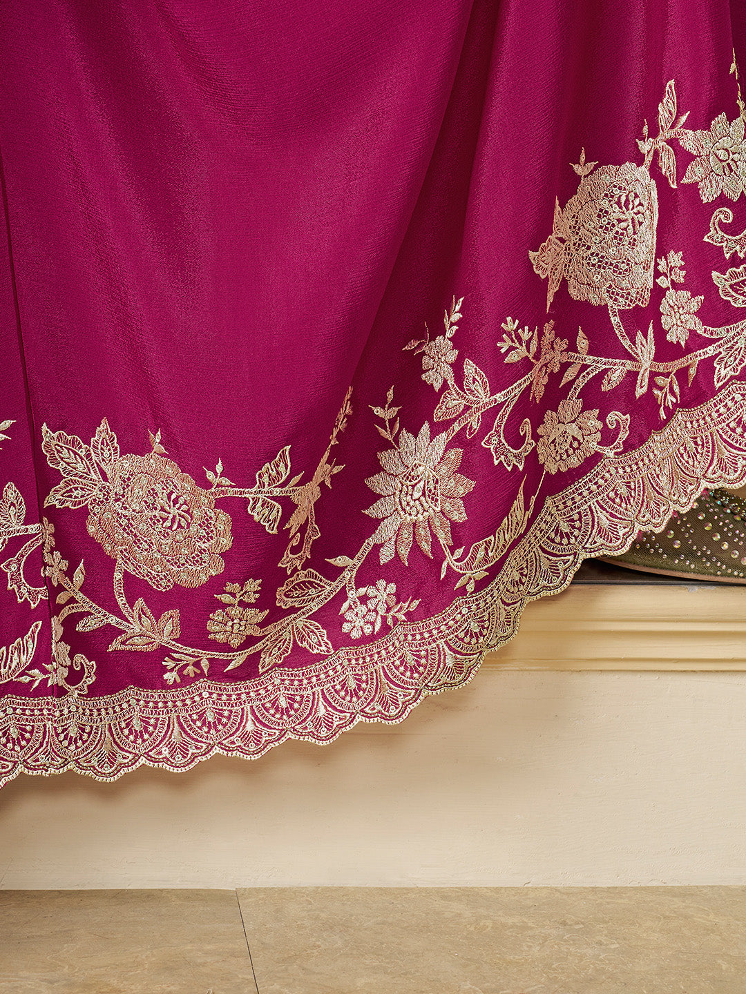 Rani Pink Sharara Suit with White Thread &amp; Sequin Embroidery