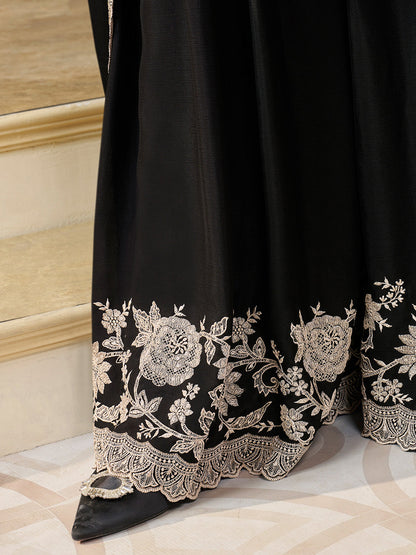 Black Sharara Suit with White Thread &amp; Sequin Embroidery