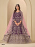 Purple Pure Soft 9000 Velvet Heavy Embroidery Work Long Anarkali Gown 