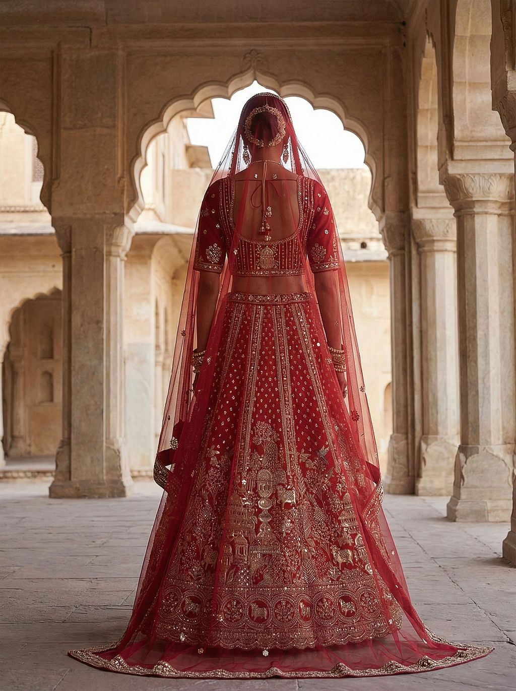 Red Pure Soft Gadwal Silk Heavy Embroidery Work Bridal Lehenga 