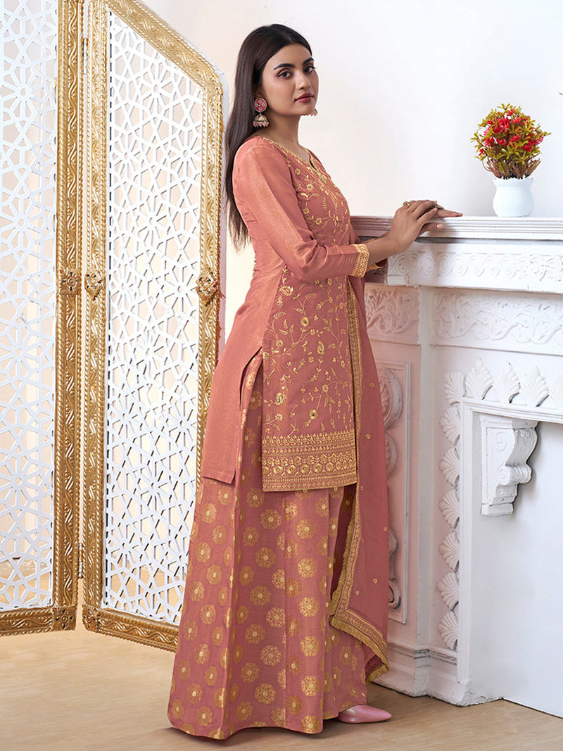 Traditional dusty pink sharara dress for festive occasions