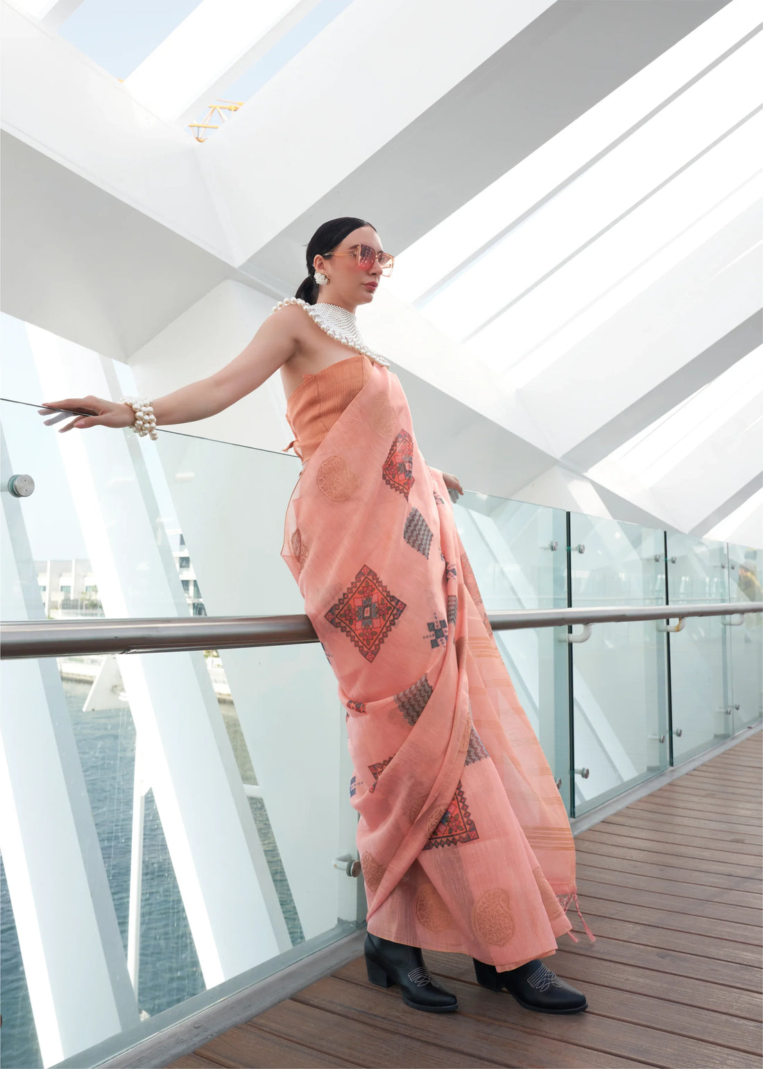 Beautiful Designer Silk Printed Handloom Zari Tissue Saree