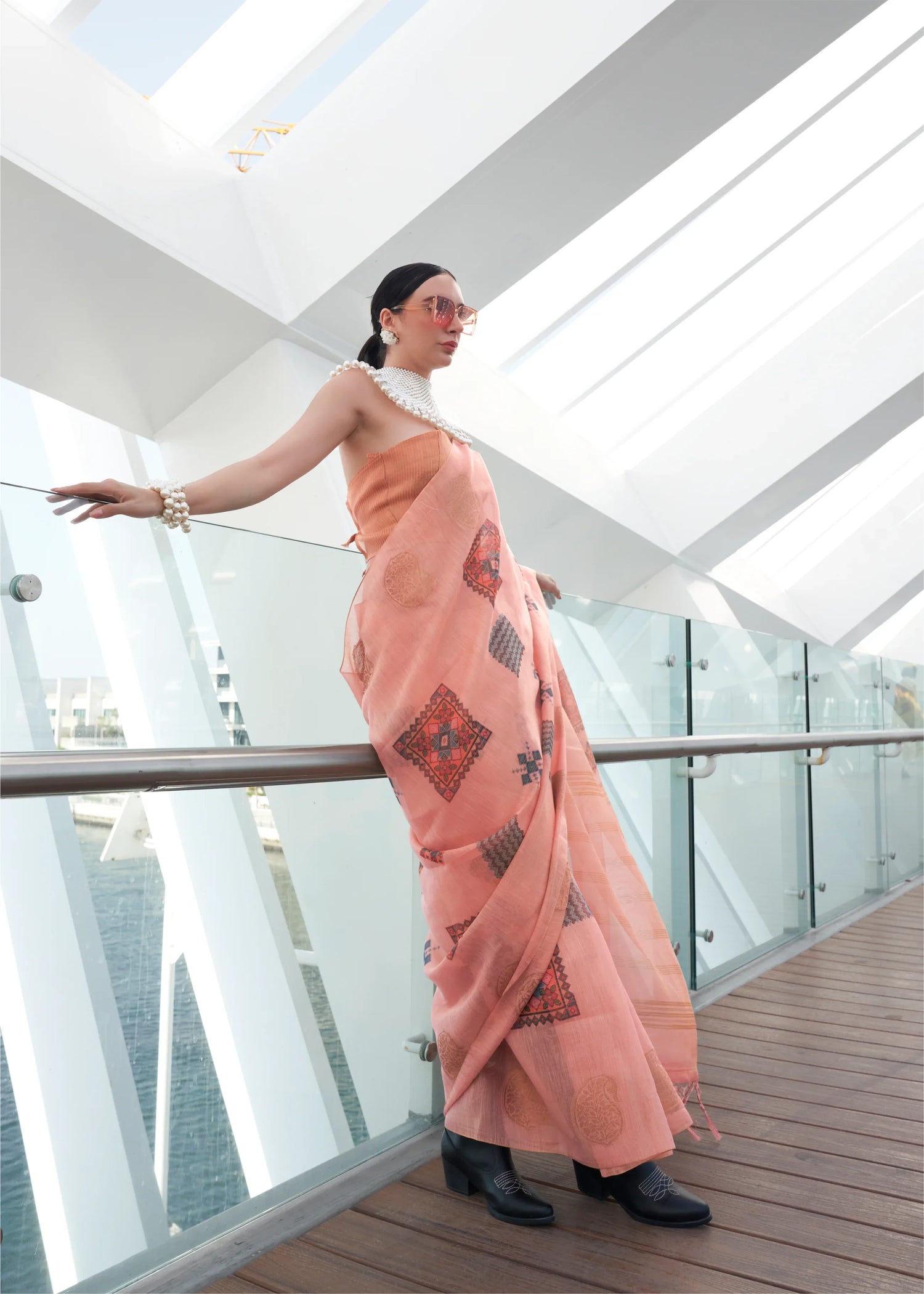 Beautiful Designer Silk Printed Handloom Zari Tissue Saree