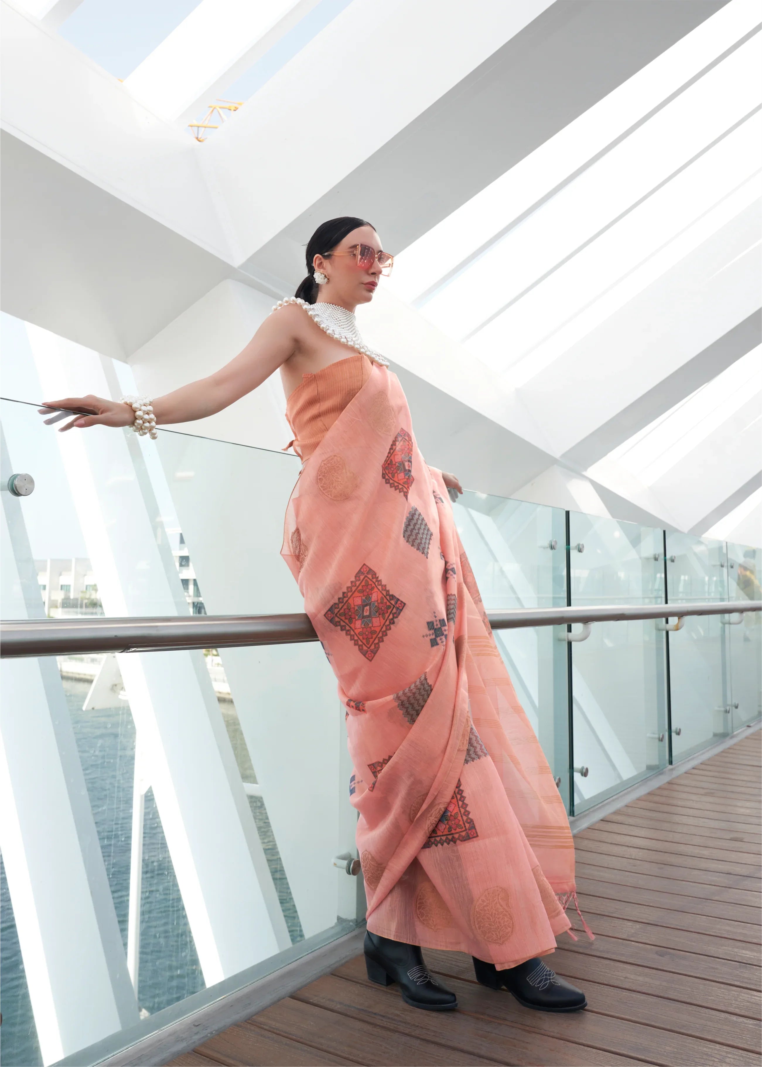 Beautiful Designer Silk Printed Handloom Zari Tissue Saree