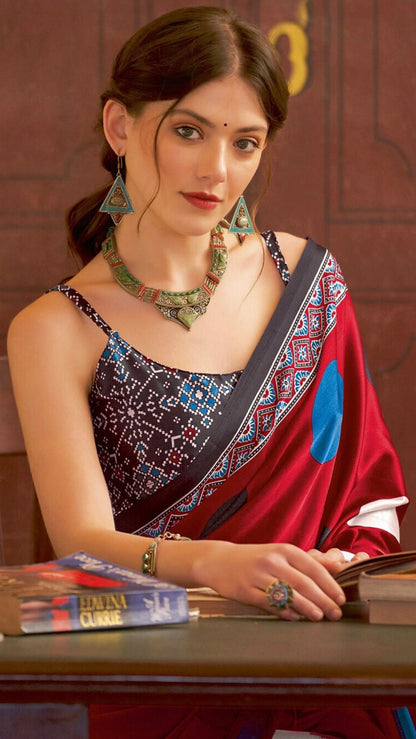 Ajrakh Print Saree