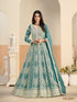 Pastle Teal Pure Soft Faux Georgette Heavy Embroidery Work Long Anarkali Gown 