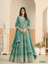 Pastle Teal Pure Soft Faux Georgette Heavy Embroidery Work Long Anarkali Gown 
