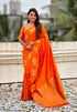 Orange Pure Soft Silk Dual Zari with Nandi Border Saree 