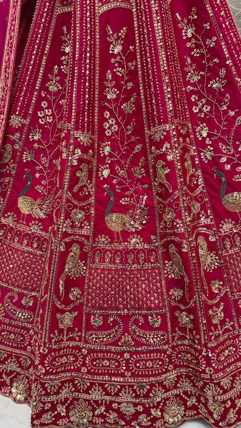 Pink Pure Soft Silk Heavy Embroidery Work Bridal Lehenga 