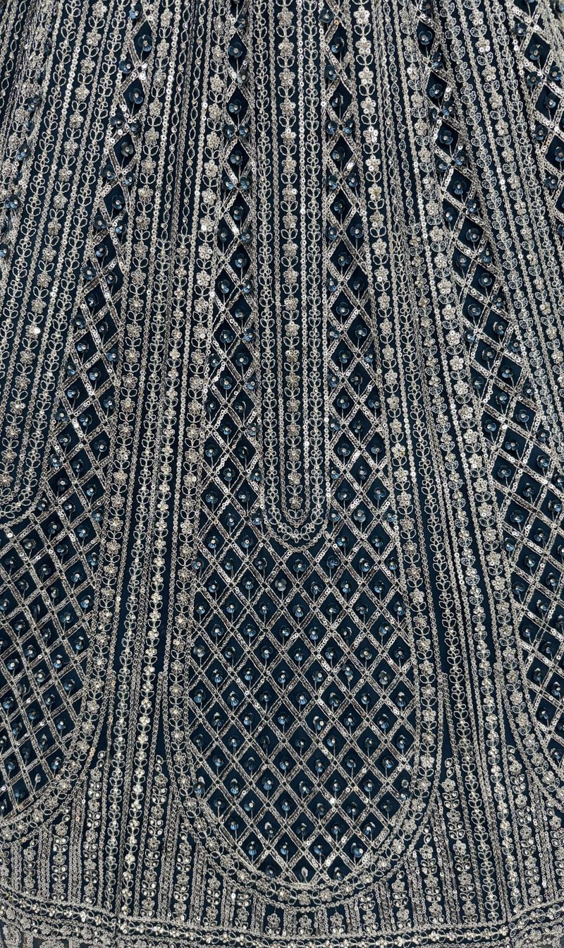 Rama Blue Pure Soft Net Heavy Embroidery Work Bridal Lehenga