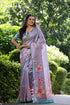 Purple Pure Soft Tussar Silk with Floral Print Tussar Saree Tussar Saree Anant Tex Exports Pvt.Ltd..