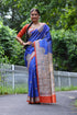 Blue Pure Soft Tussar Silk with Kalamkari Print Tussar Saree Tussar Saree Anant Tex Exports Pvt.Ltd..