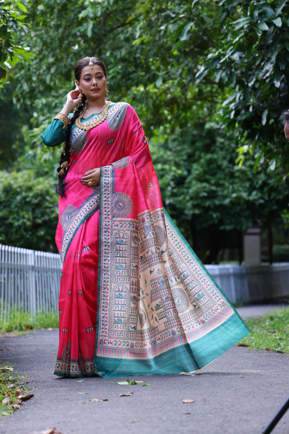 Pink Pure Tussar Silk Kalamkari Print Tussar Saree Tussar Saree Anant Tex Exports Pvt.Ltd..