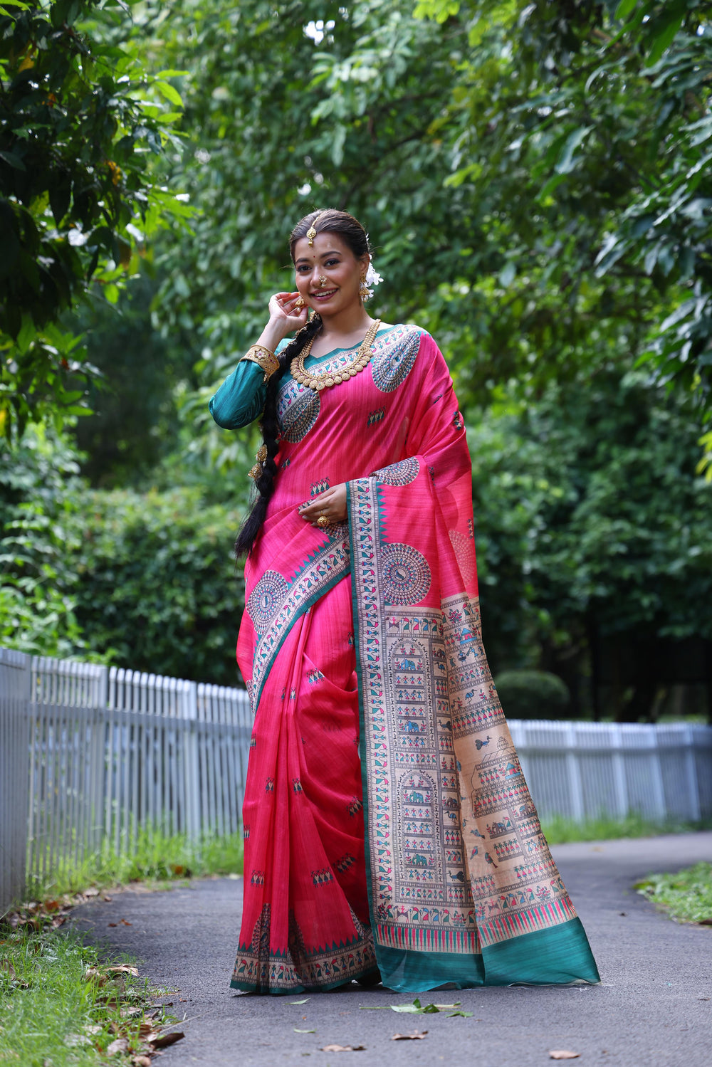 Pink Pure Soft Tussar Silk with Kalamkari Print Tussar Saree Tussar Saree Anant Tex Exports Pvt.Ltd..