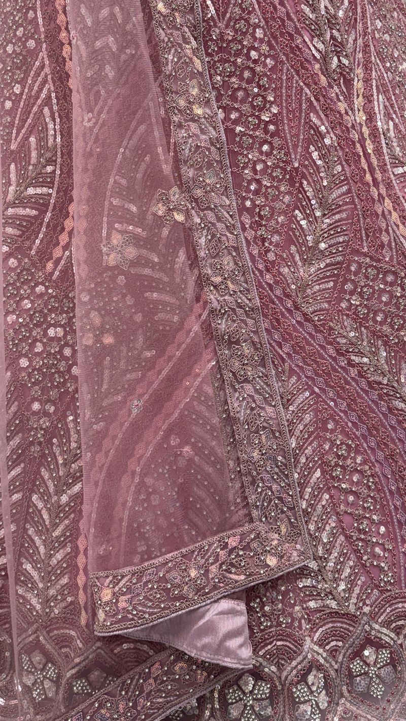 Pink Pure Soft Heavy net Silk Heavy Embroidery Work Bridal Lehenga