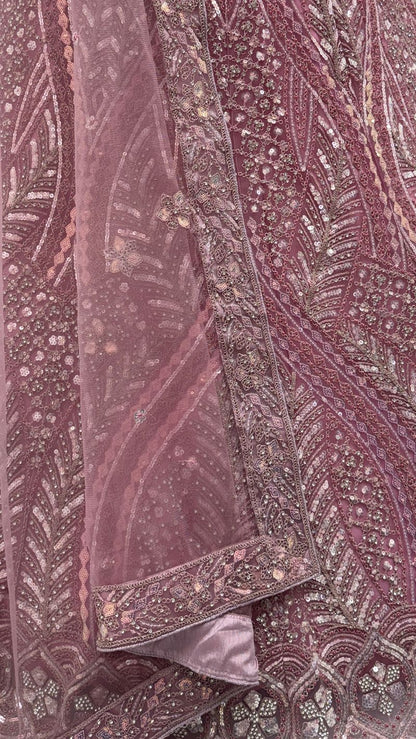 Pink Pure Soft Heavy net Silk Heavy Embroidery Work Bridal Lehenga