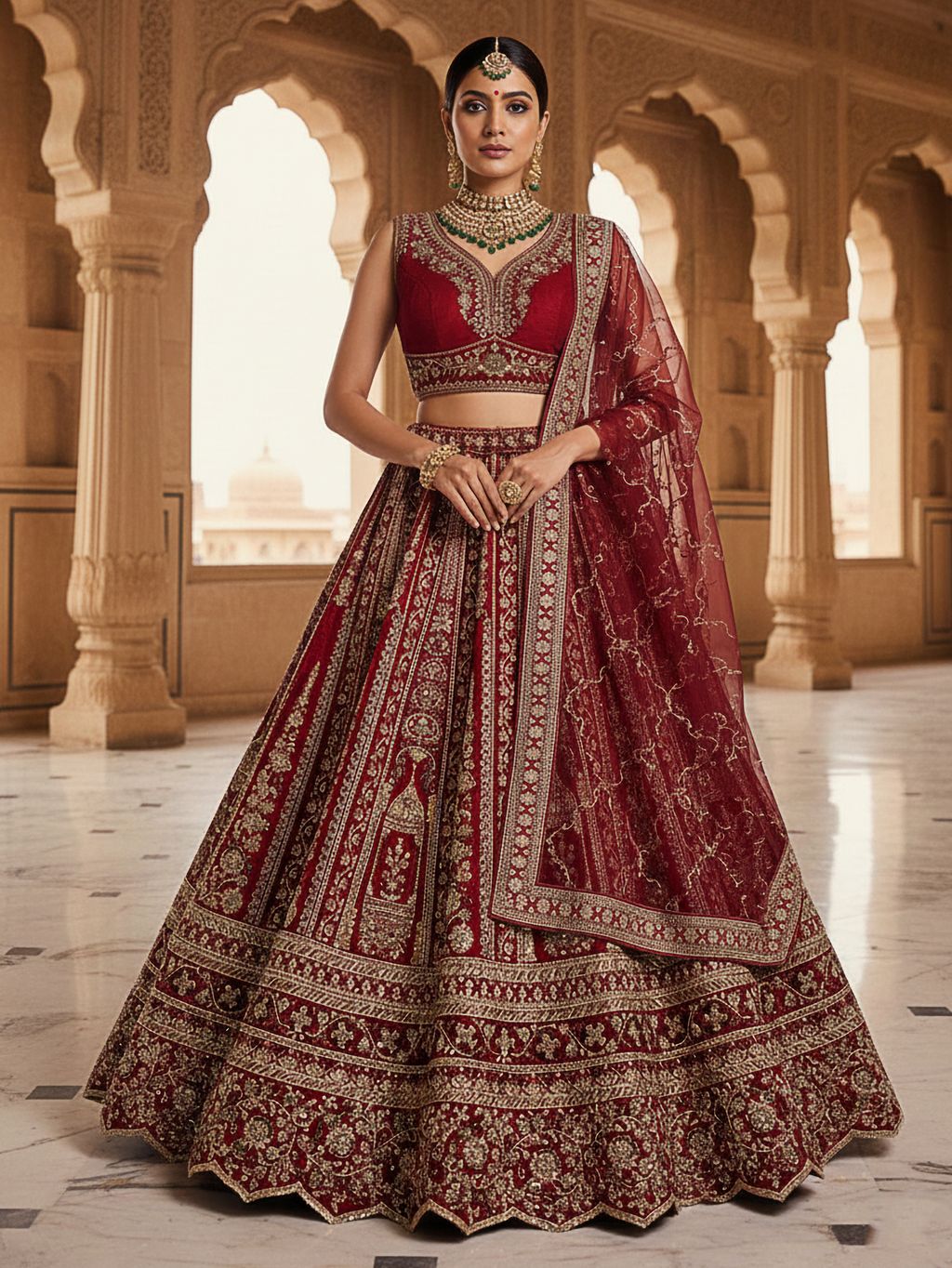 Red Pure Soft Silk Premium Bridal Lehenga Choli Wedding Lehenga Choli Anant Tex Exports Pvt.Ltd..