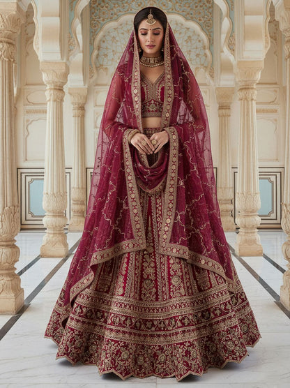 Raspberry Pink Pure Soft Silk Premium Bridal Lehenga Choli Wedding Lehenga Choli Anant Tex Exports Pvt.Ltd..