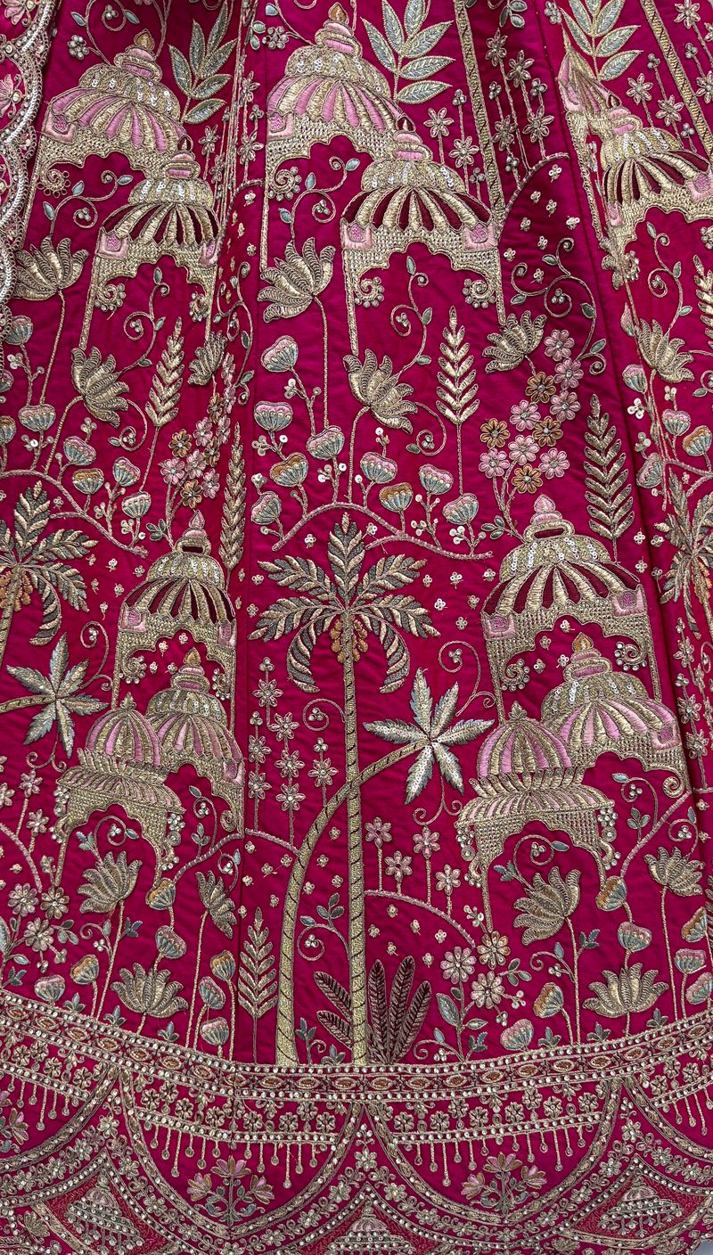 Rani Pink Pure Soft Silk Heavy Embroidery Work Bridal Lehenga 