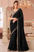 Black Red Pure Georgette Silk With Floral Sequins Saree 