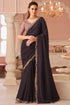 Wine Pure Georgette Silk With Floral Sequins Saree 