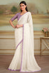 White Red Pure Georgette Silk With Floral Sequins Saree 