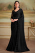 Black Pure Georgette Silk With Floral Sequins Saree 