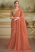 Orange Pure Georgette Silk With Floral Sequins Saree 