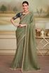 Pista Green Pure Georgette Silk With Floral Sequins Saree 