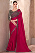 Red Pure Georgette Chiffon With Embroidery Sequins Saree 