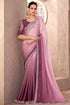Pink & Wine Pure Georgette Chiffon With Embroidery Sequins Saree 