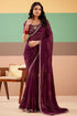 Wine Pure Georgette Chiffon Bandhani Print Saree 