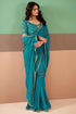 Blue Pure Georgette Chiffon Bandhani Print Saree 