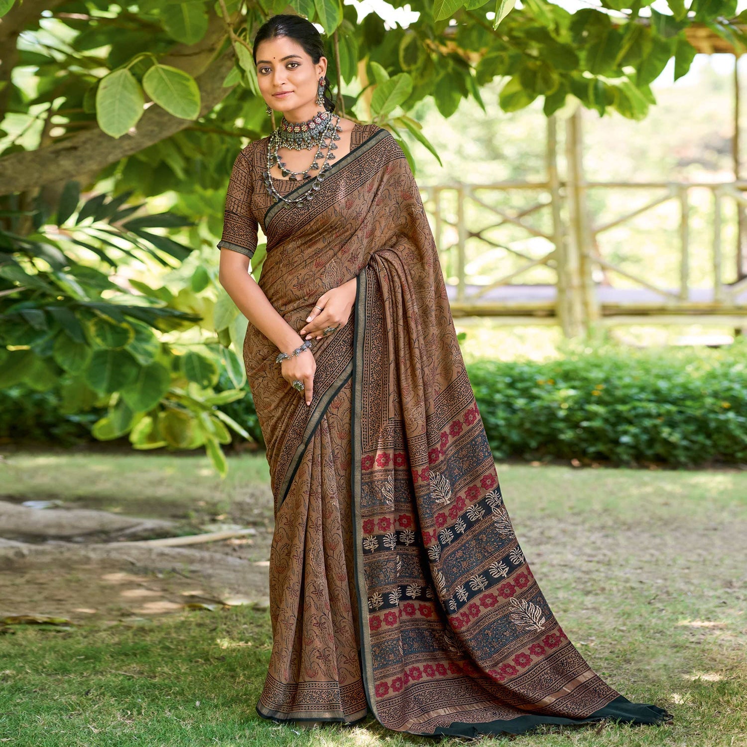 Mulmul Cotton Handblock Print Saree