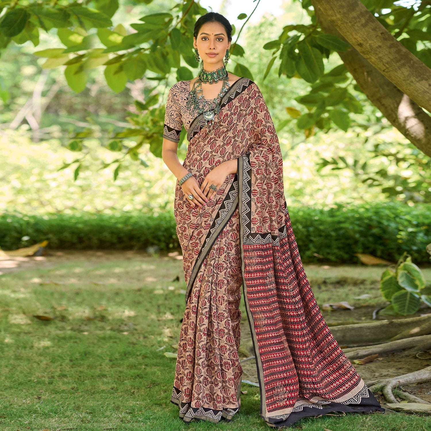 Women's Designer Party Wear Indian Style Mulmul Cotton Handblock Print Saree