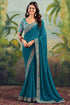 Teal Bandhani Printed Georgette Saree With Embroidered Border 