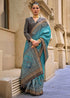 Blue Pure Viscose Silk Blend Foil Print Saree 
