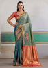 Teal Blue Pure Soft Silk Handloom Saree Panetar Saree Anant Tex Exports Pvt.Ltd..