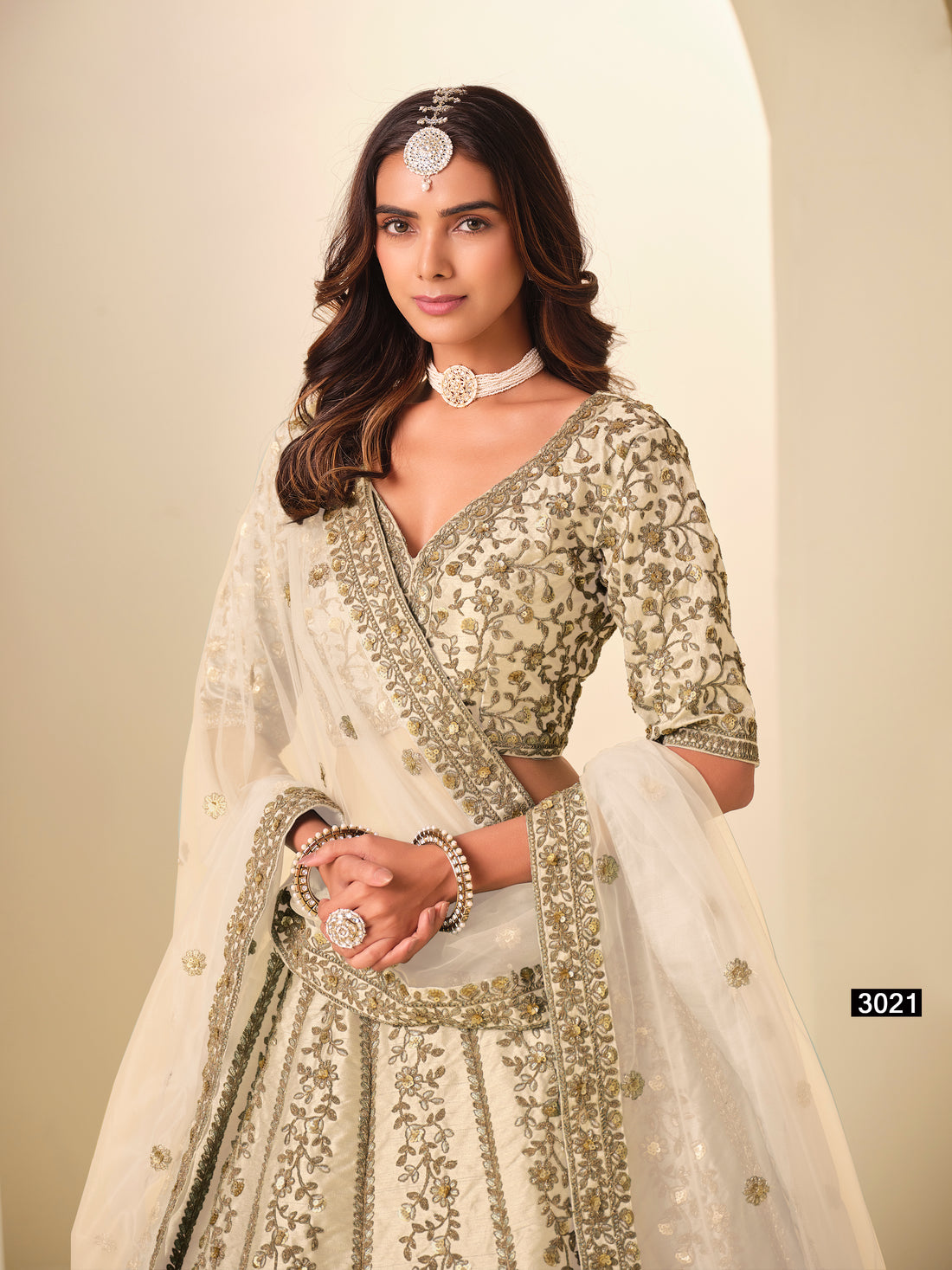 White Pure Soft Art Silk Heavy Embroidery Work Bridal Lehenga 