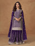 Purple Chinnon Silk Embroidered Sharara Suit for Eid celebrations