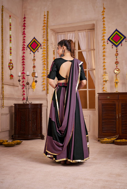 Black &amp; Grey Multicolor Chaniya Choli with Kutchi Mirror Work