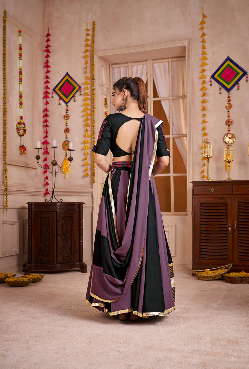 Black & Grey Multicolor Chaniya Choli with Kutchi Mirror Work