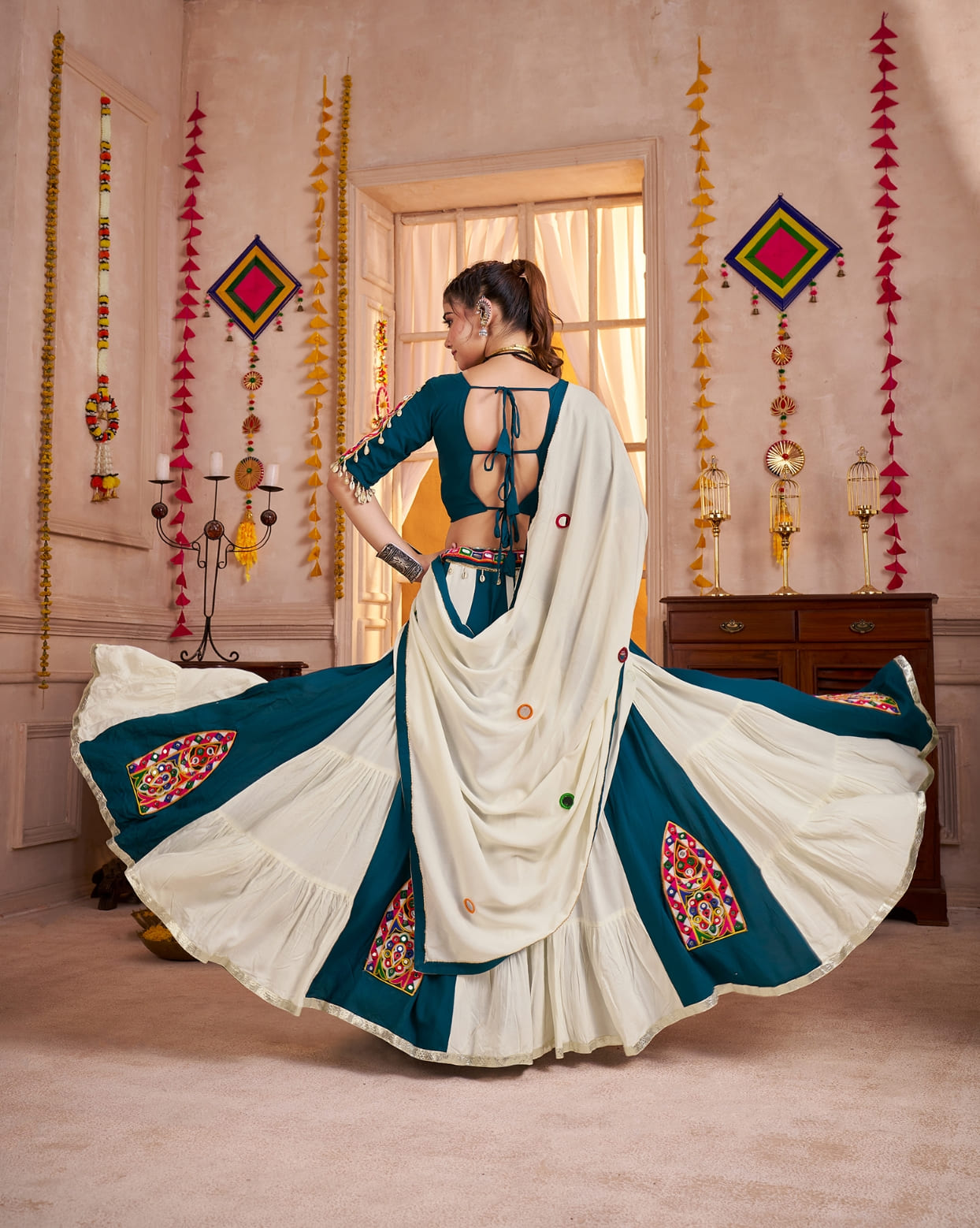 Multicolor Kutchi Work Navratri Chaniya Choli