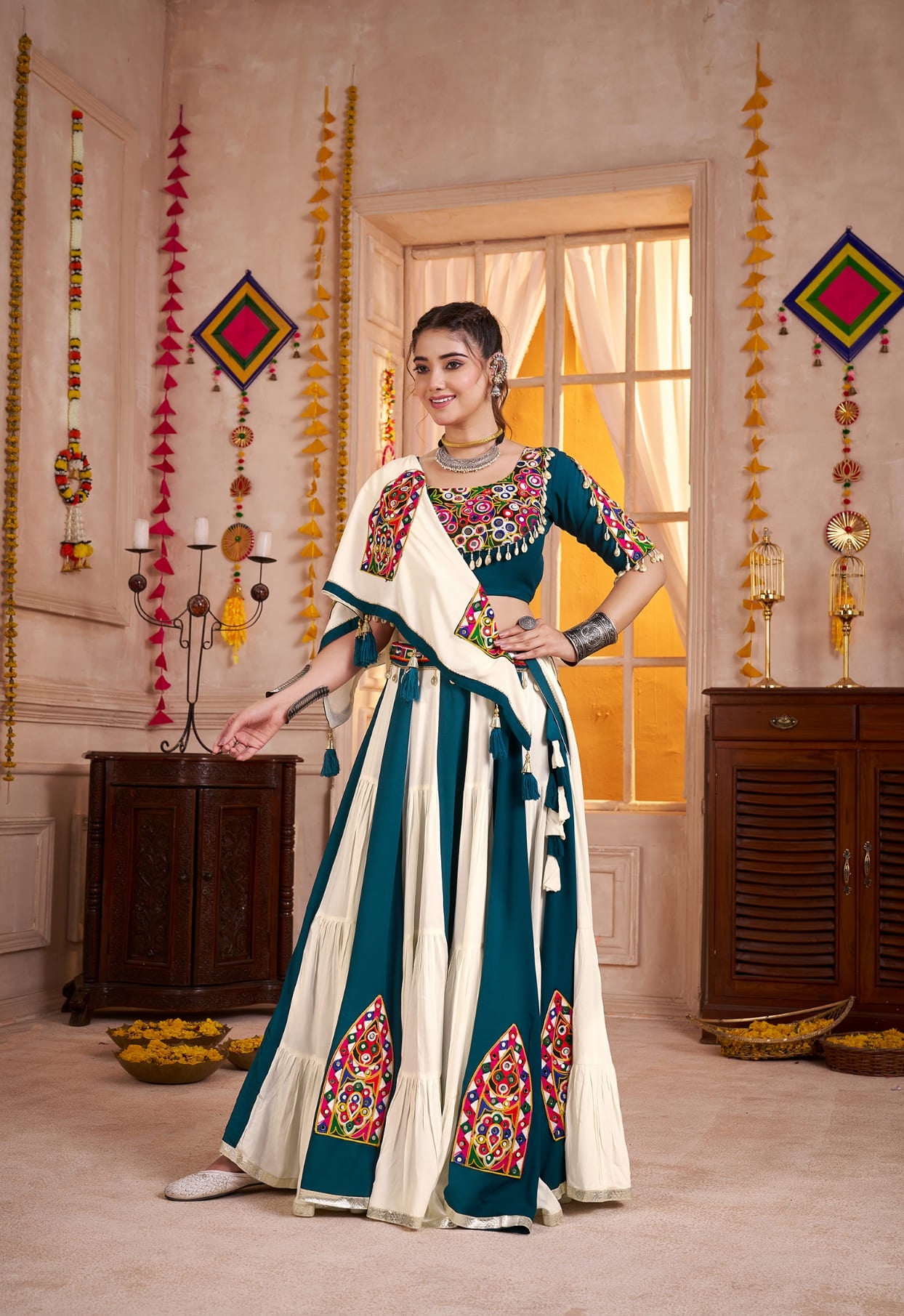 Multicolor Kutchi Work Navratri Chaniya Choli