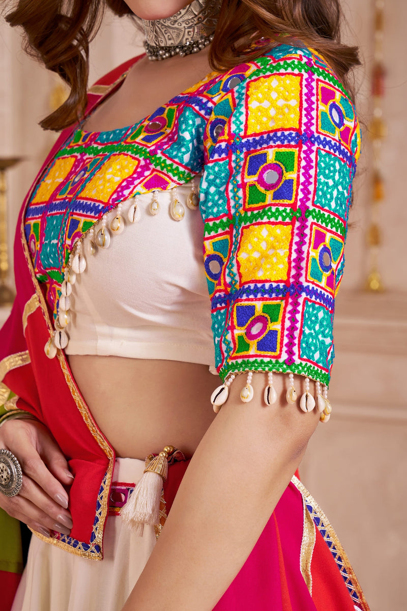 Multicolor Cotton Chaniya Choli with Mirror Work