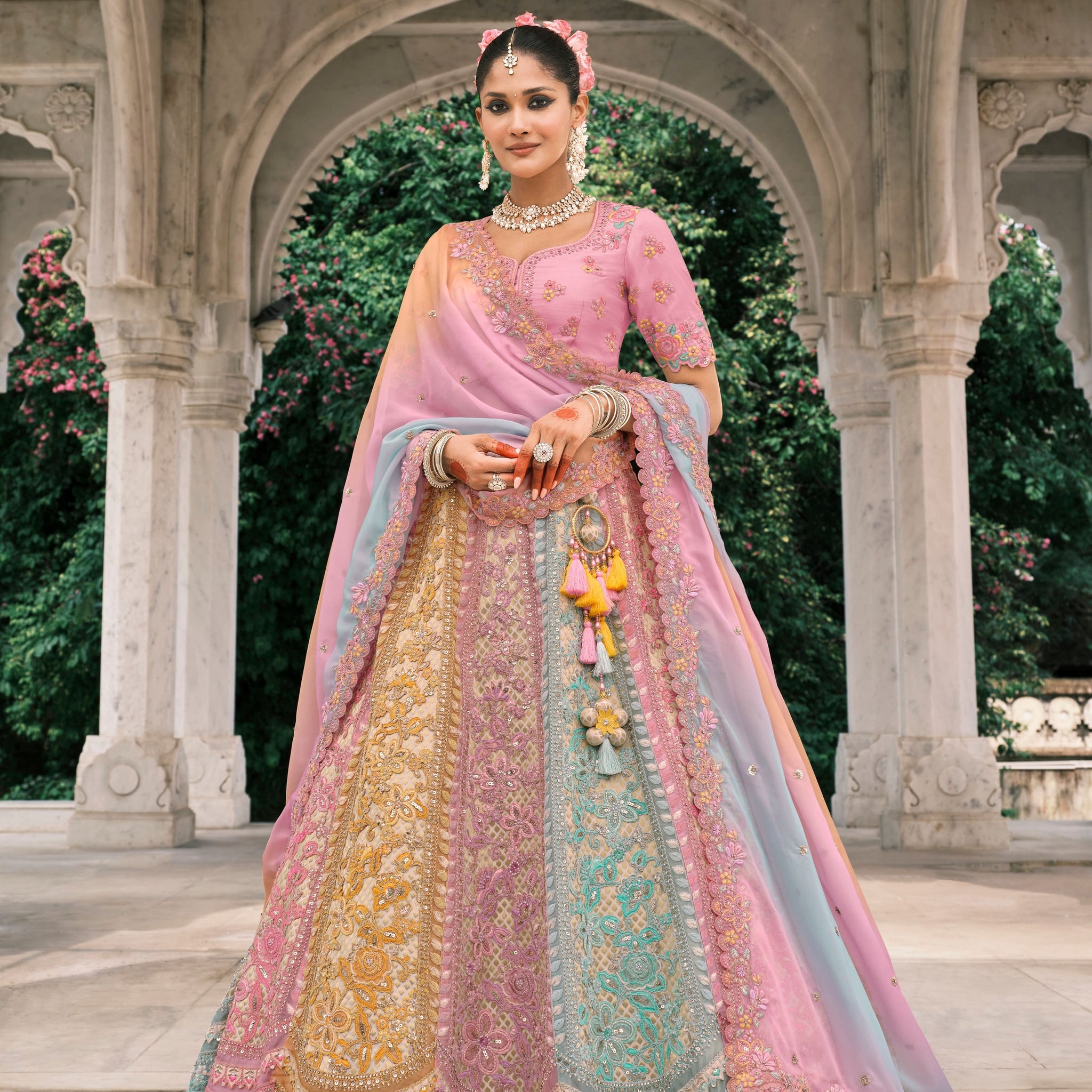 Lavender Bridal Lehenga with Heavy Sequin & Mirror Embroidery