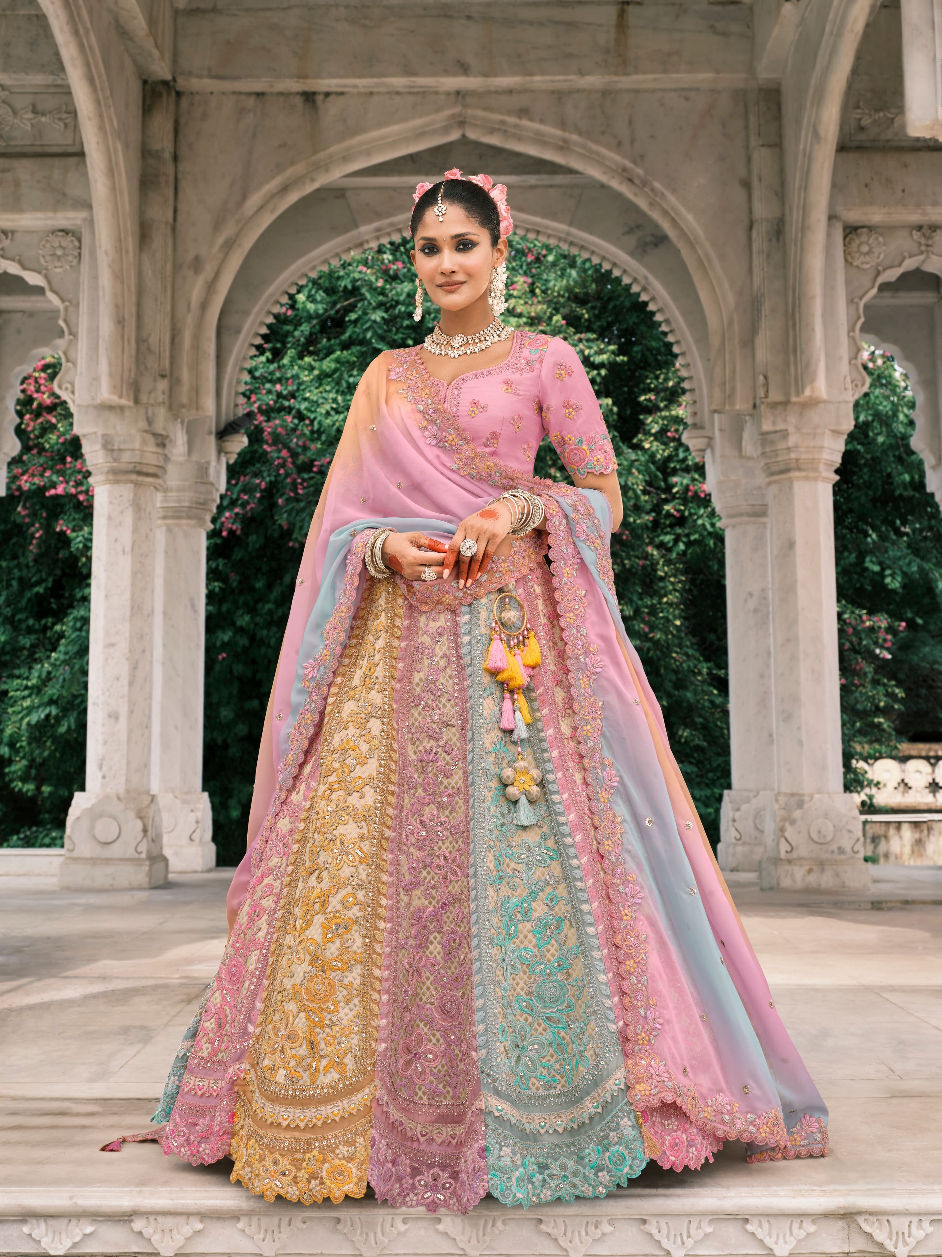 Lavender Bridal Lehenga with Heavy Sequin &amp; Mirror Embroidery